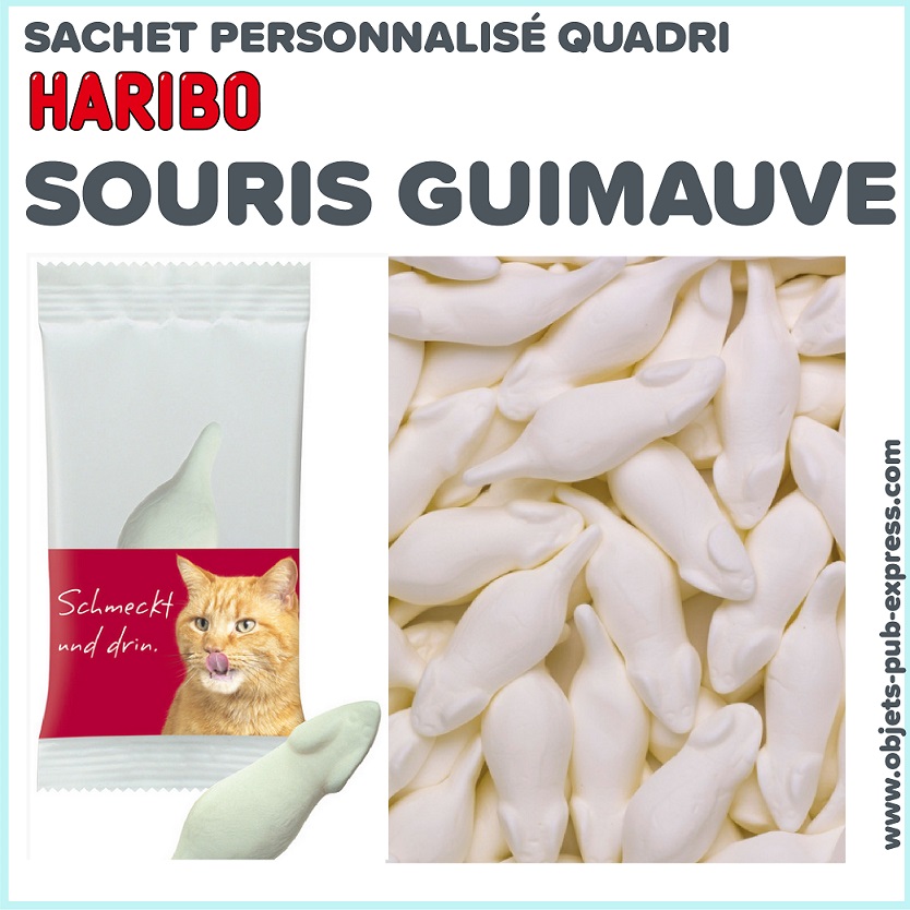 HARIBO SOURIS BLANCHE GUIMAUVE EN SACHET PERSONNALISE
