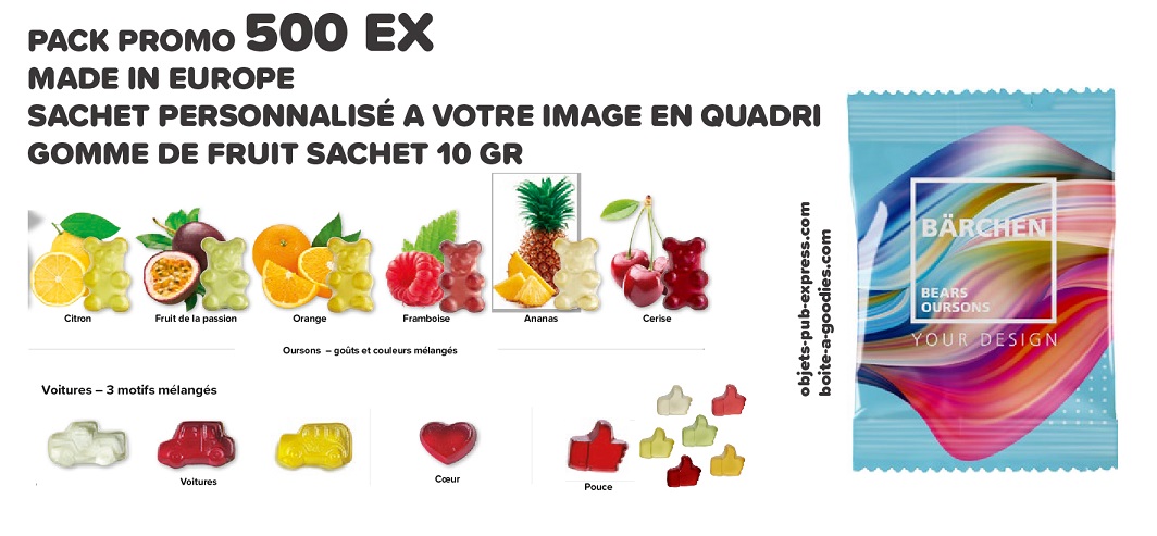 sachet publicitaire de bonbon  pack promo 500 ex